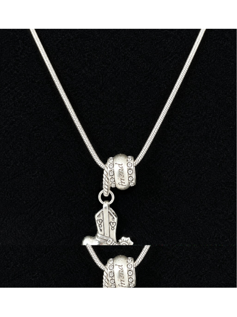 Silver Tone Cowboy Boot Charm Necklace – Y2K Western Style - Picture 3 of 4